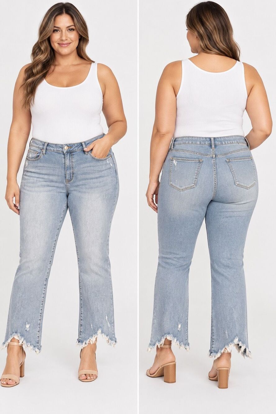Judy Blue JB8819 Mid Rise Bootcut Raw Frayed Hem Jeans NWT 22W
